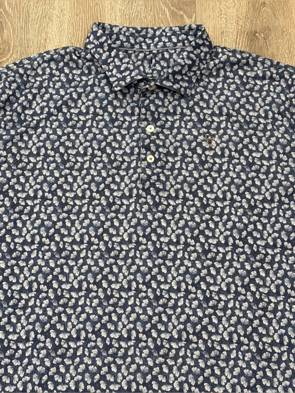 Johnnie-O Top Shelf Silverleaf Polo Shirt Mens XXL Blue Floral Golf Golfing